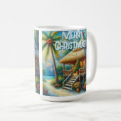 Mug Cabane Tropicale Noël Palm Tree Beach Lumières (Devant droit)