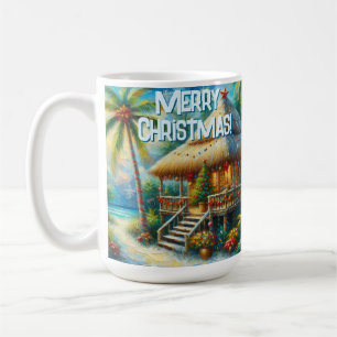 Mug Cabane Tropicale Noël Palm Tree Beach Lumières