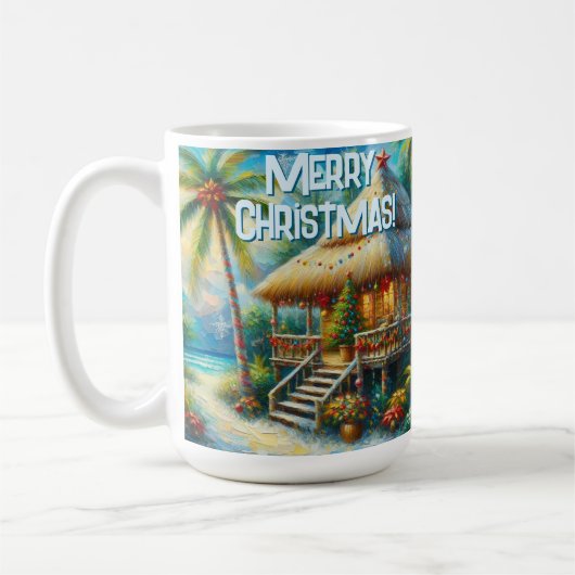 Mug Cabane Tropicale Noël Palm Tree Beach Lumières (Gauche)