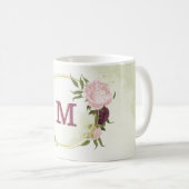 Mug cabernet rose floral verdure  (Devant droit)