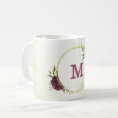Mug cabernet rose floral verdure  (Devant gauche)