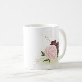 Mug cabernet vert rose fleuri (Devant droit)