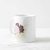 Mug cabernet vert rose fleuri (Devant gauche)