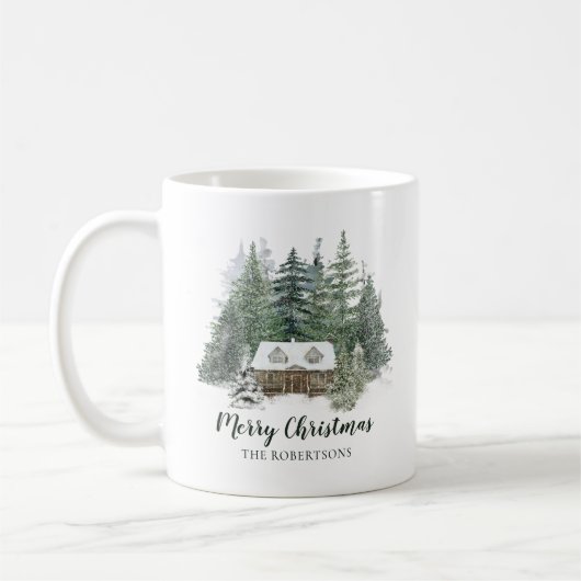 Mug Cabine de bois de Noël rustique (Gauche)