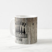 Mug Cabine de famille personnalisée Forêt rustique Nom (Devant gauche)