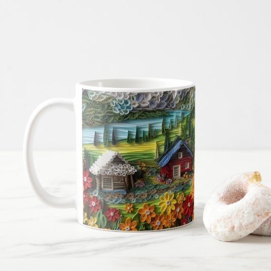 Mug cabine de pays imprimé à l'apparence 3D (Avec donut)