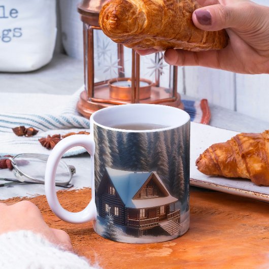 Mug Cabine d'hiver dans la forêt