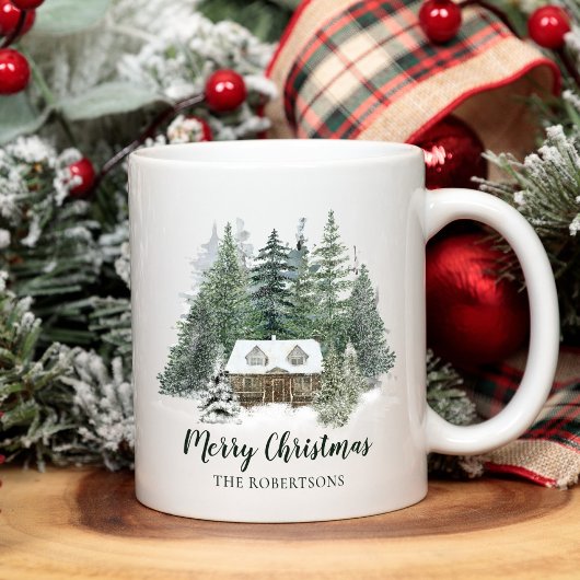 Mug Cabine rustique de Noël en bois