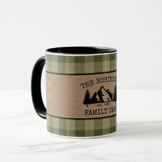Mug Cabines de famille Arbres Sage Vert Plaid Burlap 2 (Devant gauche)