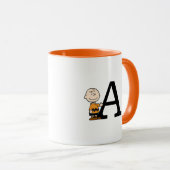Mug cacahuètes | Charlie Brown Monogramme A (Devant droit)