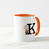 Mug cacahuètes | Charlie Brown Monogramme K (Devant droit)