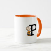 Mug cacahuètes | Charlie Brown Monogramme P (Devant droit)