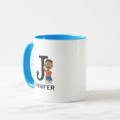 Mug cacahuètes | Franklin Name & Monogram J (Devant gauche)