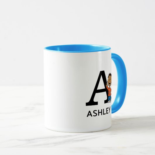 Mug cacahuètes | Franklin Nom & Monogramme A (Devant droit)