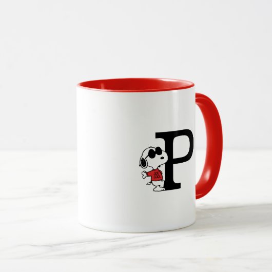 Mug cacahuètes | "Joe Cool" debout | Monogramme P (Devant droit)