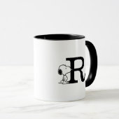 Mug cacahuètes | Monogramme de snoopée R (Devant droit)