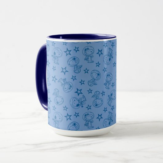 Mug cacahuètes | Snoopy Blue Space Astronaut Motif (Devant gauche)
