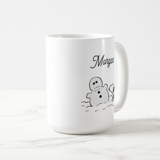 Mug cacahuètes | Snoopy Construit Un Snowman | Ajouter (Devant droit)