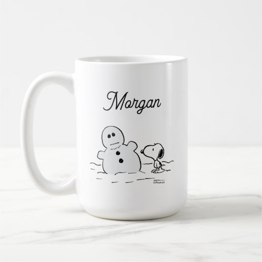 Mug cacahuètes | Snoopy Construit Un Snowman | Ajouter (Gauche)