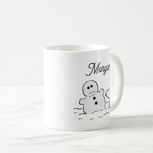 Mug cacahuètes | Snoopy Construit Un Snowman | Ajouter (Devant droit)