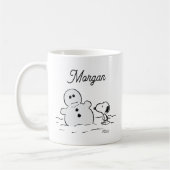 Mug cacahuètes | Snoopy Construit Un Snowman | Ajouter (Gauche)