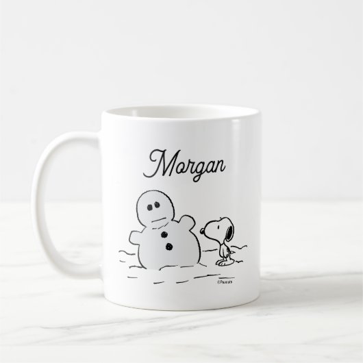 Mug cacahuètes | Snoopy Construit Un Snowman | Ajouter (Gauche)