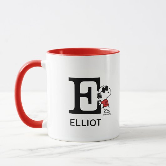 Mug cacahuètes | Snoopy "Joe Cool" | Nom et monogramme (Gauche)