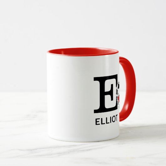 Mug cacahuètes | Snoopy "Joe Cool" | Nom et monogramme (Devant droit)