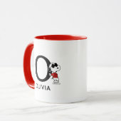 Mug cacahuètes | Snoopy "Joe Cool" | Nom et monogramme (Devant gauche)