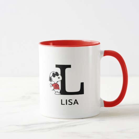 Mug cacahuètes | Snoopy "Joe Cool" | Nom et monogramme (Droite)