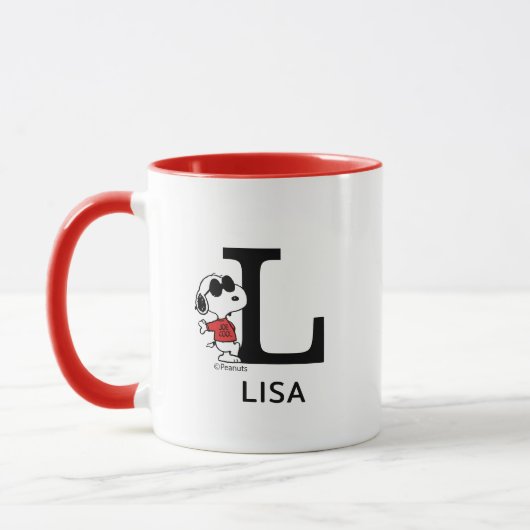 Mug cacahuètes | Snoopy "Joe Cool" | Nom et monogramme (Gauche)