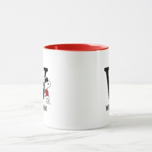 Mug cacahuètes | Snoopy "Joe Cool" | Nom et monogramme (Centre)