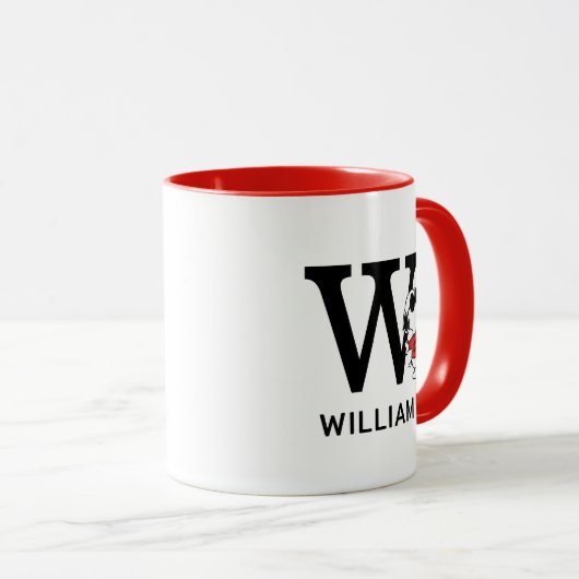 Mug cacahuètes | Snoopy "Joe Cool" | Nom et monogramme (Devant droit)