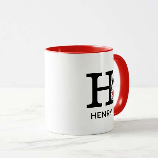 Mug cacahuètes | Snoopy "Joe Cool" | Nom et monogramme (Devant droit)
