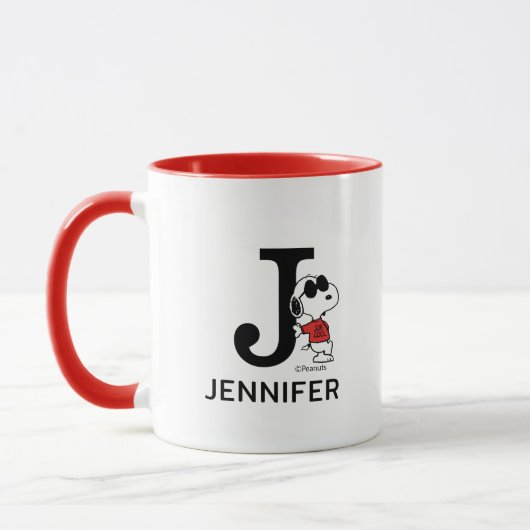 Mug cacahuètes | Snoopy "Joe Cool" | Nom et monogramme (Gauche)