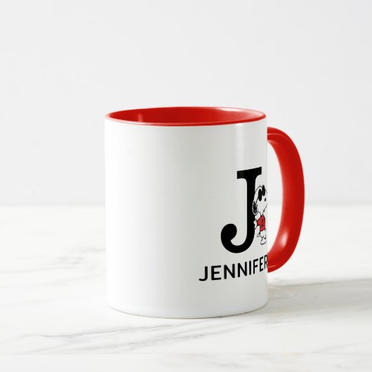 Mug cacahuètes | Snoopy "Joe Cool" | Nom et monogramme (Devant droit)