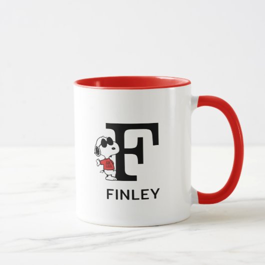 Mug cacahuètes | Snoopy "Joe Cool" | Nom et monogramme (Droite)