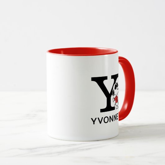 Mug cacahuètes | Snoopy "Joe Cool" | Nom et monogramme (Devant droit)