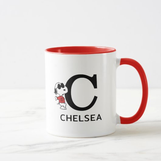 Mug cacahuètes | Snoopy "Joe Cool" | Nom et monogramme (Droite)