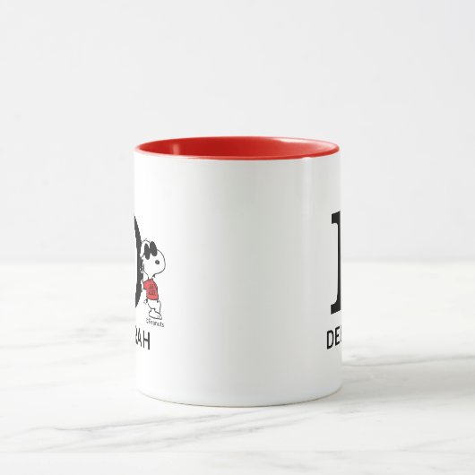 Mug cacahuètes | Snoopy "Joe Cool" | Nom et monogramme (Centre)