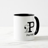 Mug cacahuètes | Snoopy Nom et monogramme P (Devant droit)