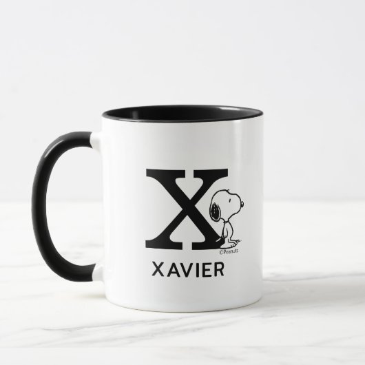 Mug cacahuètes | Snoopy Nom et monogramme X (Gauche)