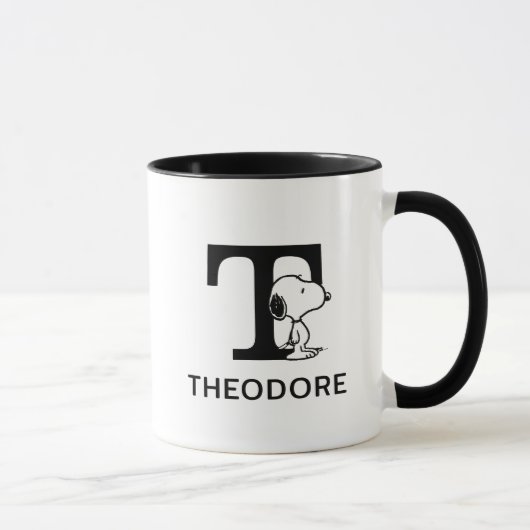 Mug cacahuètes | Snoopy Nom & Monogram T (Droite)
