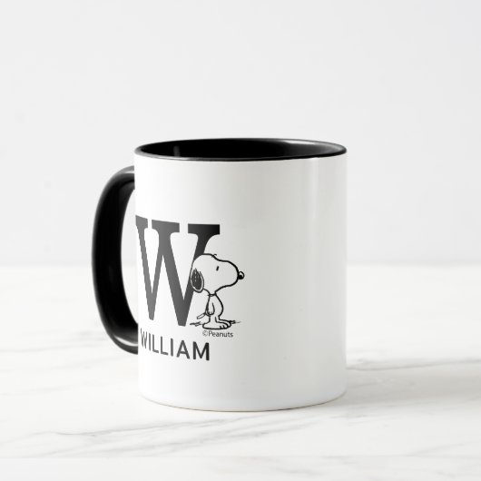 Mug cacahuètes | Snoopy Nom & Monogram W (Devant gauche)