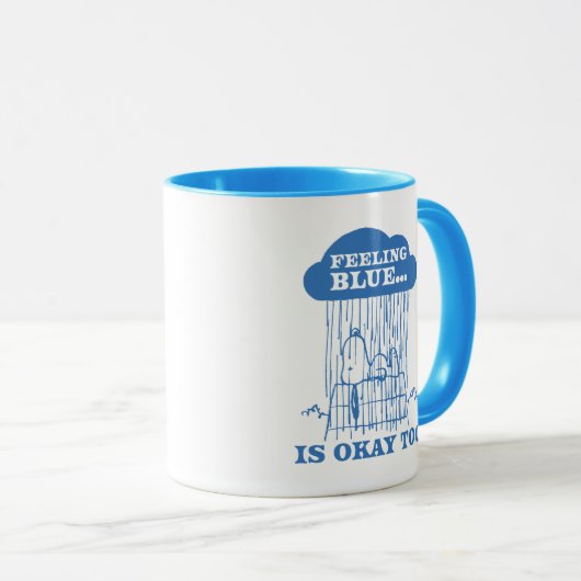 Mug cacahuètes | Snoopy Sentiment Bleu Est OK Aussi (Devant droit)
