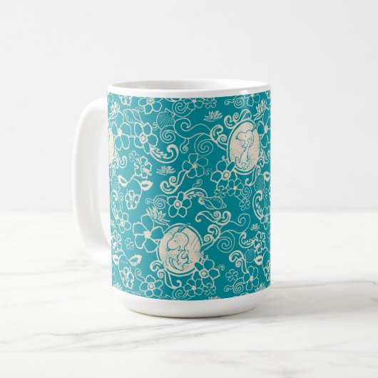 Mug cacahuètes | Snoopy Turquoise Tropical Beach Motif (Devant gauche)
