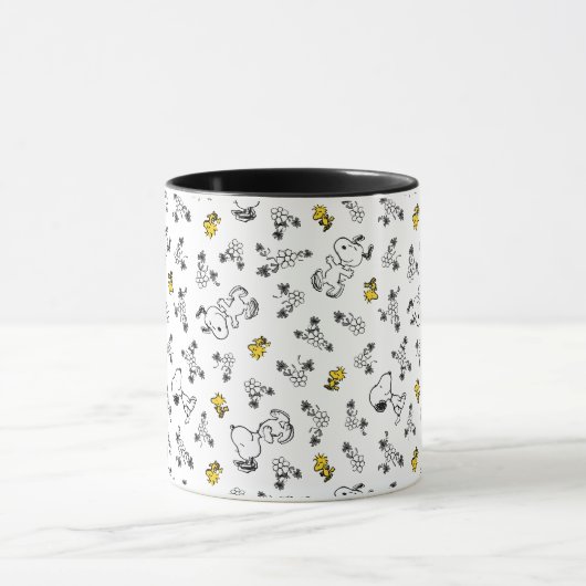 Mug cacahuètes | Snoopy & Woodstock B&W Flower Motif (Centre)