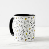 Mug cacahuètes | Snoopy & Woodstock B&W Flower Motif (Devant gauche)