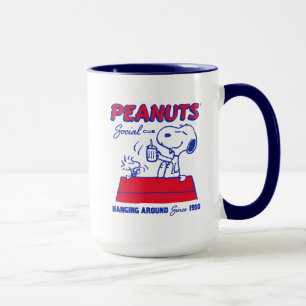 Mug cacahuètes   Snoopy & Woodstock penché autour
