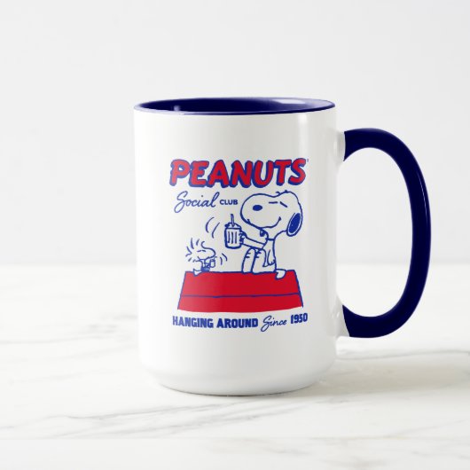 Mug cacahuètes | Snoopy & Woodstock penché autour (Droite)